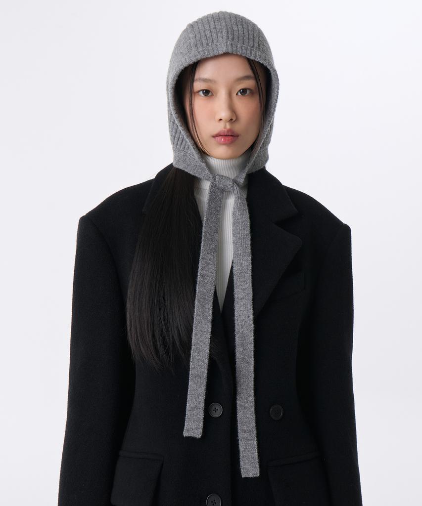MUSINSA STANDARD WOMAN Women'S Knit Tie Bonnet [Medium Grey]