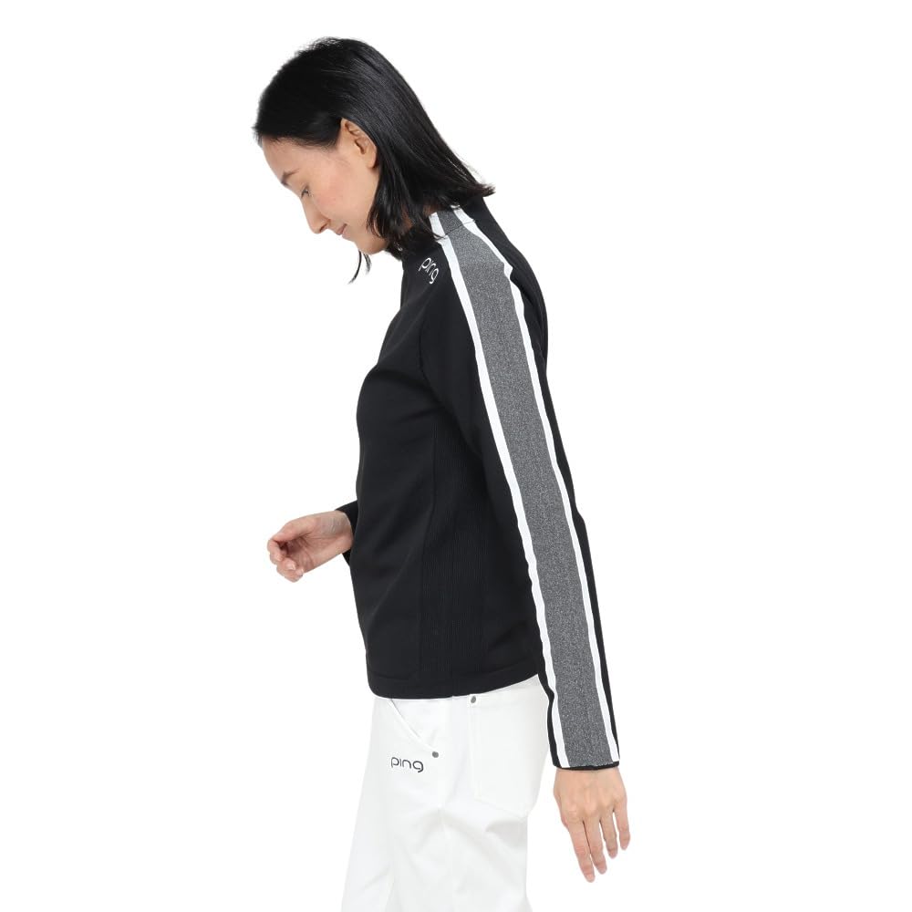 Ping Apparel Long Sleeve High Neck Sweater Golf LL Women's (Side Stripe) / / 622-4275902 010_Black