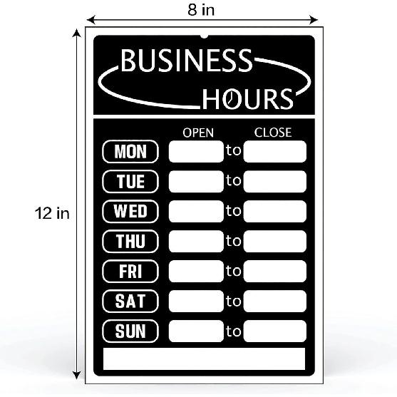 Opening Hours Sign,Business Hours Indicator,Store Hours Plaque,Hours of Operation Door Supplies for Business, Changeable Store Time Mark with