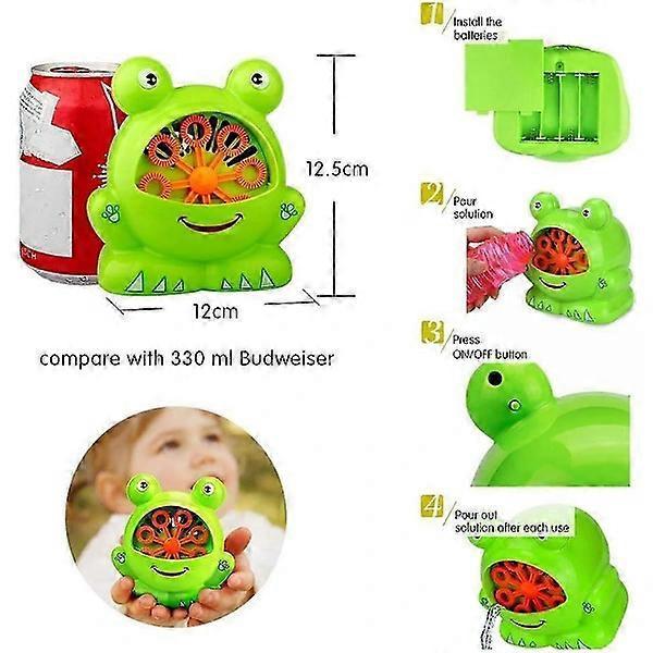 Frog Bubble Machine with 2 Bottles of Liquid, Automatic Bubble Blower Toys Garden Game Bubble Blower for Kids Boys Girls Baby Toddlers Gfit