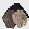 Ready Stock: Korean Kids' Half-High Collar Solid Color Knitted Pullover for Boys & Girls - Spring/Autumn
