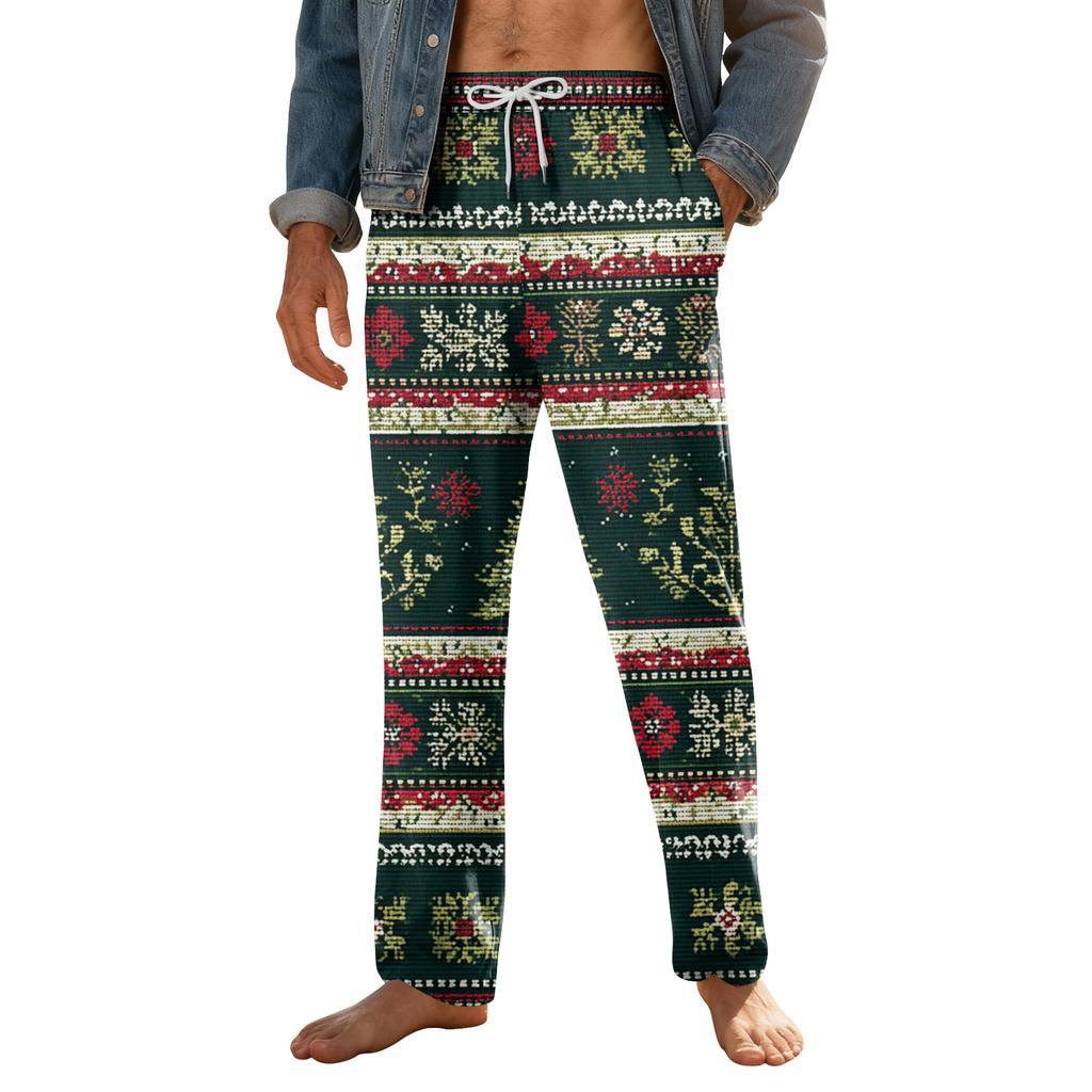Weiche Pyjamahose für Herren mit Kordelzug und Taschen, lässige Sporthose