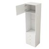 Vetrina, Armadio Alto, Armadio Contenitore, Libreria, con Scomparti Aperti, con Cassetti, Ripiani in Vetro Regolabili in Altezza, Bianco, 50×40×180 cm