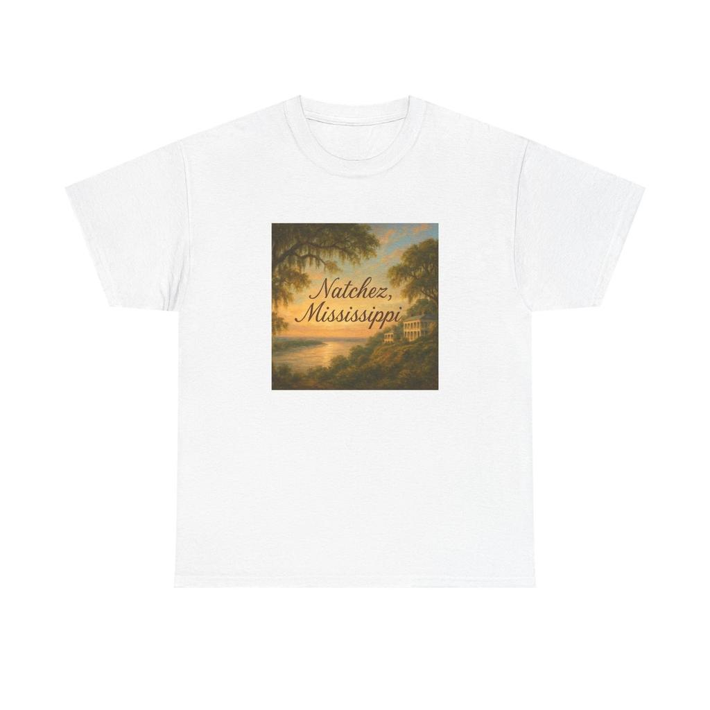 Unisex Adult T Shirt Natchez Mississippi River Bluff Art