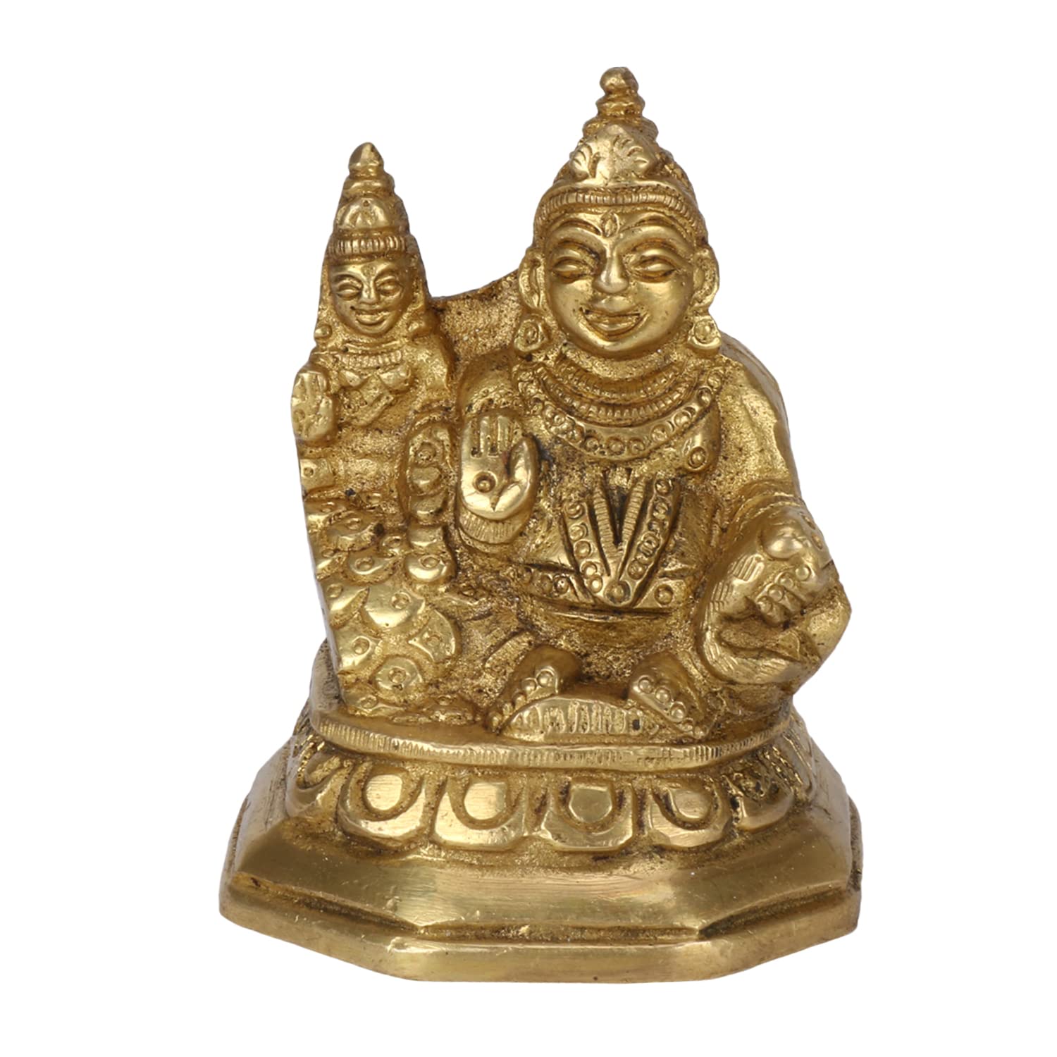 Lord Of Treasure Wealth Maharaj Kuber Laxmi Murti, Brass, Gold, Home Decor