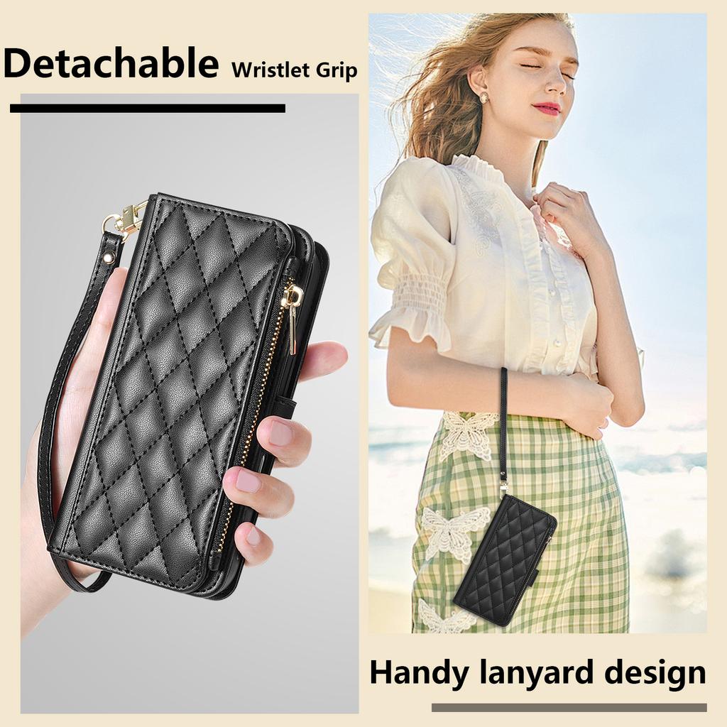 Wallet Small Fragrance Zipper Card Slot Stand Magnetic Flip Leather Case For Xiaomi Redmi Note 13 Pro Plus 12S 12 11 11S Cover