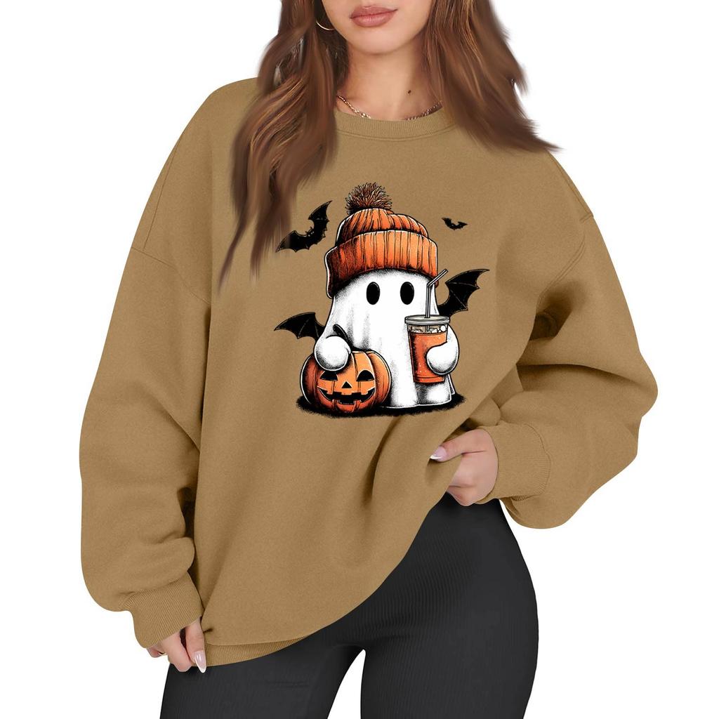 Women's Casual Fashion Long Sleeve Printed Round Neck Sweatshirt Top