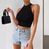 2025 Elegant Halter Cutout Slim Fit Crop Top: European & American Summer Style