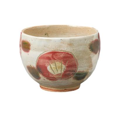 Ippuku 10 X Carved Camellia Matcha Cafe Mino Made In Japan Ale-net Bowl, Teacup, 7.3 Cm, (Red), Bowl, Bowl, Ware,