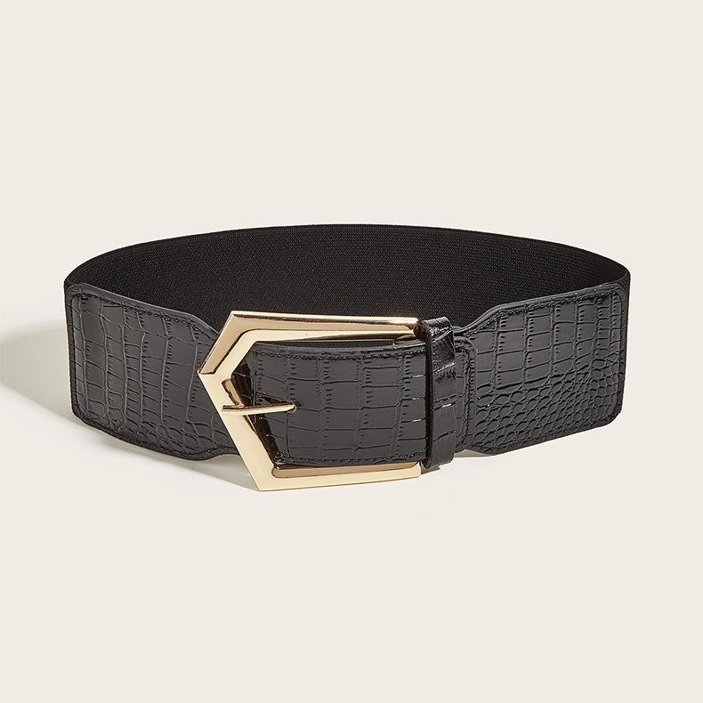 Wind Ladies Wide Belt Retro Elastic Elastic Waist Seal Dress Waist Decoration