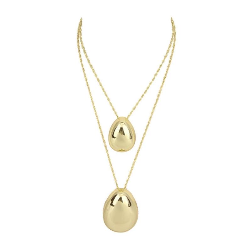 Chic Pendant Necklace with Smooth Waterdrop Charm Personalized Waterdrop Pendant Neck Jewelry Modern Neckchain Adornment