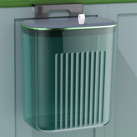 Strong Load-bearing Enlarge Caliber Hanging Trash Bin with Lid Punching Free Kitchen Large Capacity Wall Mounted Garbage Can Household Products