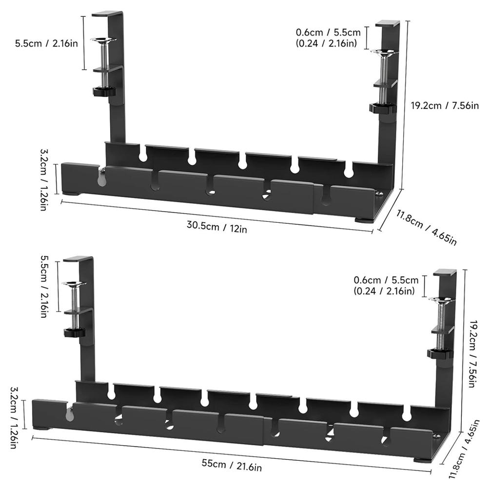 1pcs Power Strip Under Desk Retractable Cable Management Rack No Drill Wire Organizer Storage Box Desk Office Organizer Tools