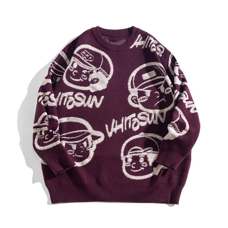 2025 Autumn/Winter Plus Size Men s Trendy Round Neck Jacquard Knitwear Pullover 5XL