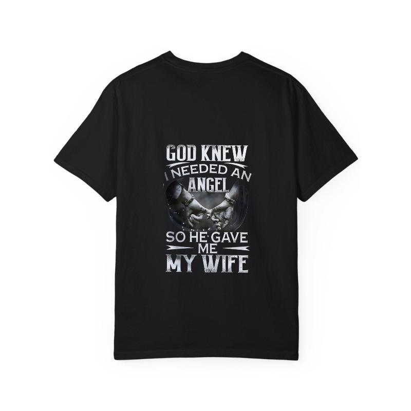 White T-Shirt With Angel And Wife Print For Casual Wear