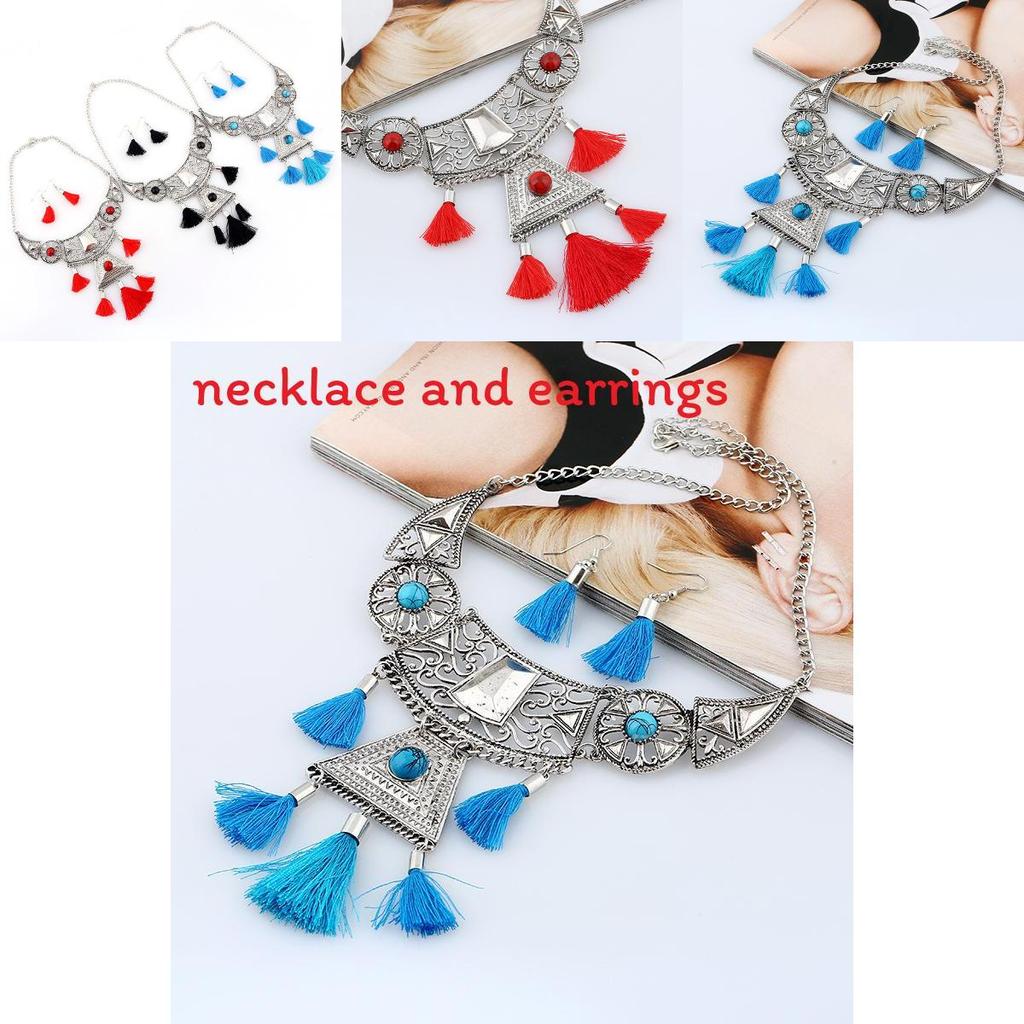 Ethnic Style Simulation Gemstone Decoration Women Necklace With Tassel Design For Casual Wear