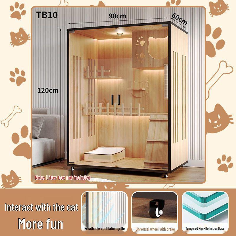 Wooden Indoor Cat Villa: Multi-Functional Pet Cabinet Shelter and Bed