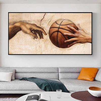Zábavné umenie Stvorenie Adama Basketbal Umenie Obraz na plátne na stene Umelecké Plagáty a obrazy Z ruky do ruky Obraz bez rámu