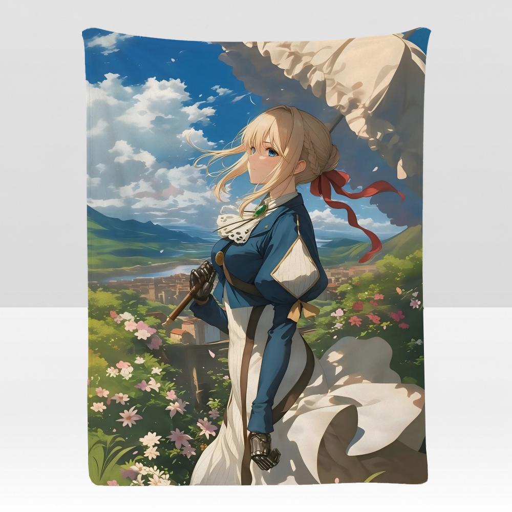 Anime VViolet EEvergarden Throw Soft Flannel Blanket for Bed Bedroom Sofa Picnic Throw Skinfriendly Breathable Gift Cover