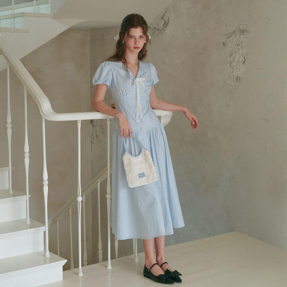 Ceme Adu Cest_Gingham Puff Sleeve Shirt Dress