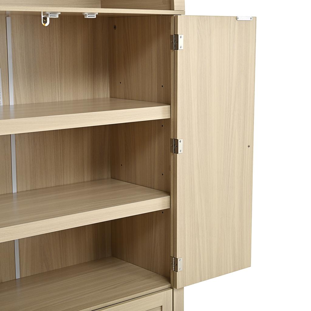 Credenza in intreccio di vimini stile ad arco, doppio cassetto, credenza vintage per soggiorno e camera da letto, armadio contenitore