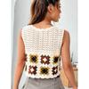 European and American Amazon Summer New V Neck Crocheted Cut Out Lace-up Short Crop Top Vest Top Vest Easiest for Match