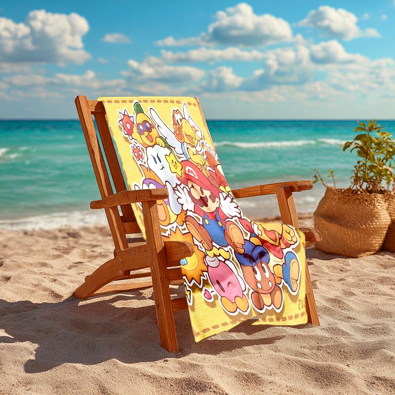 1Pc Super Mario Adventure Beach Towel, Quick Dry, Multi-Use for Beach Pool Gym Yoga Home Travel, Christmas, Halloween, Xmas Gift M929288
