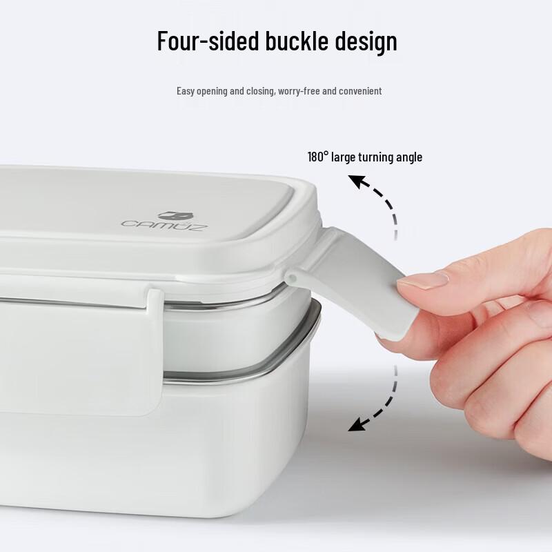 CAMUZ Edelstahl-Lunchbox mit Fettkontrolle, 3-lagig