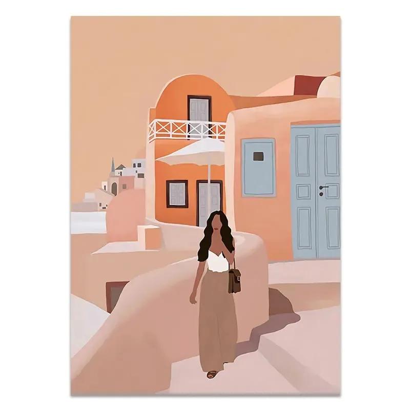 Fashion Vintage Girl Abstract Figure Wall Art Canvas Painting Nordic Posters And Prints Wall Pictures For Living Room Home Decor