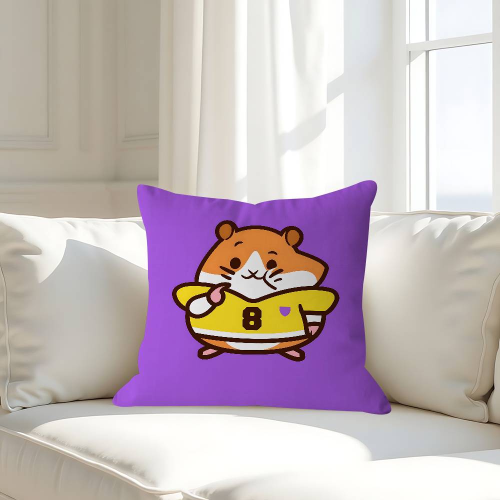 Cute Hamster Pillow Covers Cartoon Sofa Decorative Home Double-sided Printing Short Plush Cute Cushion Cover