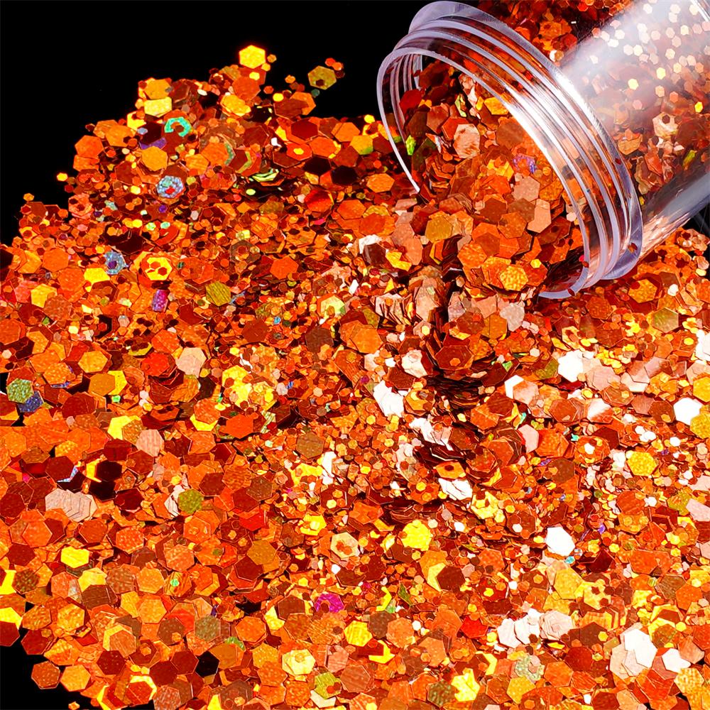 24g/Box Holographic Nail Art Glitter Hexagon Sequins Decorations Flakes Colorful Chunky Color Laser Sequins For DIY Epoxy Resin