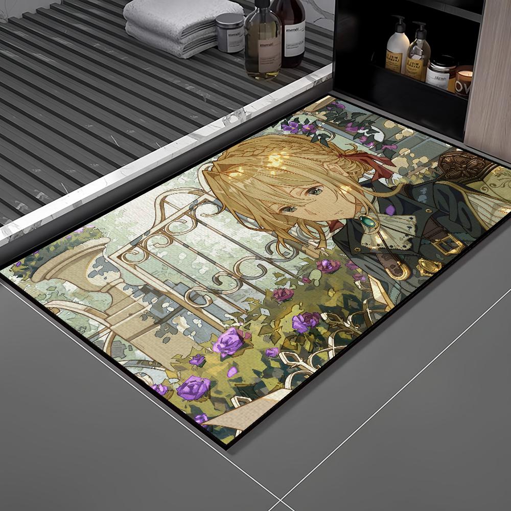Hot Anime Violet Evergarden Door Mat Welcome Entrance Balcony Bathroom Floor Non-slip Rug Bedroom Carpet Home Decoration