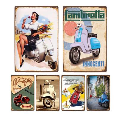 Lambretta Motor Vintage Metal Sign Plaque Decoration Motorcycle Garage Bar Wall Art Poster Plate Home Decor 20x30cm