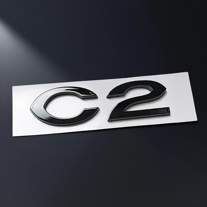 Plata Negra para Citroën C1 C2 C4 C5 Elysee ABS Cromo Logo Emblema Letras Insignia Estilo Exterior del Coche Pegatina Trasera del Maletero del Automóvil