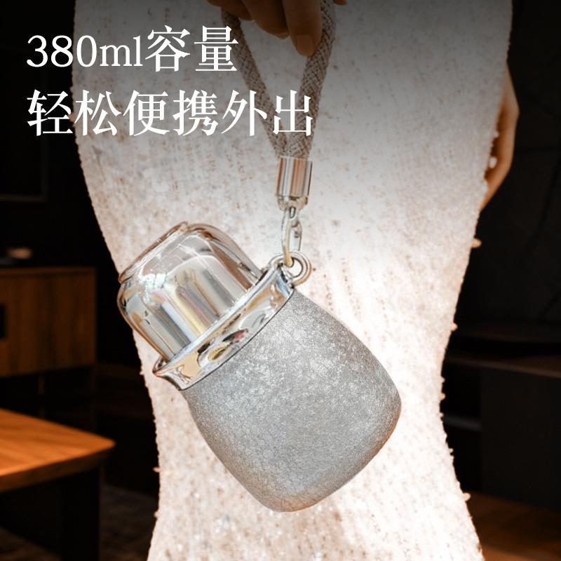 Water cup feeling thermos cup for women, high value, small and portable gourd covered titanium pocket, double drinking cup