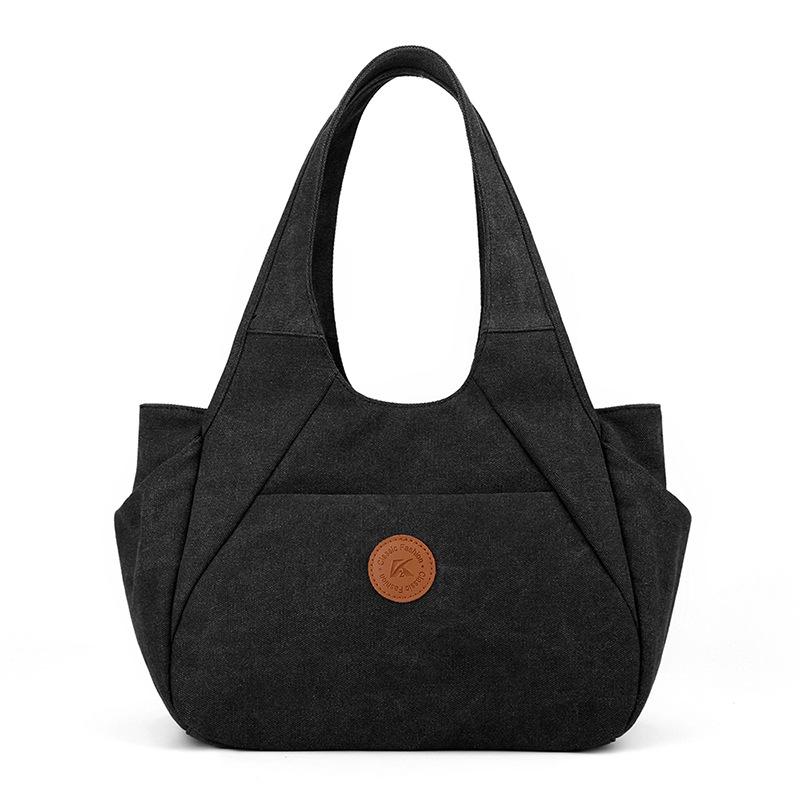 2025 Women's One-Shoulder Bag: Trendy, Versatile Canvas Handbag with Large Capacity, Simple Korean Style, Solid Color.