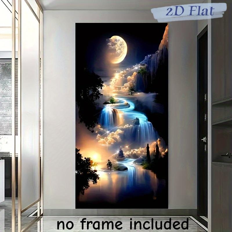 1 Stück, modernes abstraktes Wasserfall-Mond-Ölgemälde Wanddekoration, exquisite Dekoration für Wohnzimmer, Schlafzimmer und Büro,