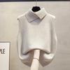 Frühling Herbst Hochgeschlossene Ärmellose Damen Strickweste Jacke Hochwertige Einfarbige Damen Strickpullover Weste