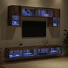 TV Wall Unit with LED 6 pcs Reclaimed Wood Composite