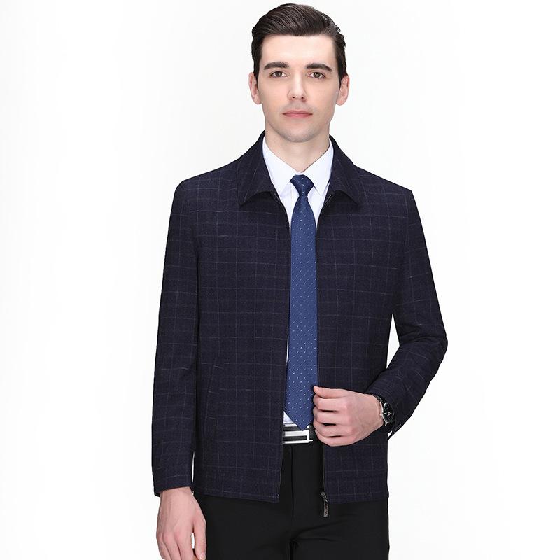 Fashionable Autumn New Men's Wool Jacket Men's Middle-aged and Elderly Dad's Plaid Jacket Coat