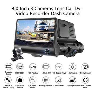 3 Lens 4.0 Inch Car DVR 24 Hours Parking Monitor Dash Cam Driving Recorder 1080P Video Recorder Seamless Loop Dash Recorder