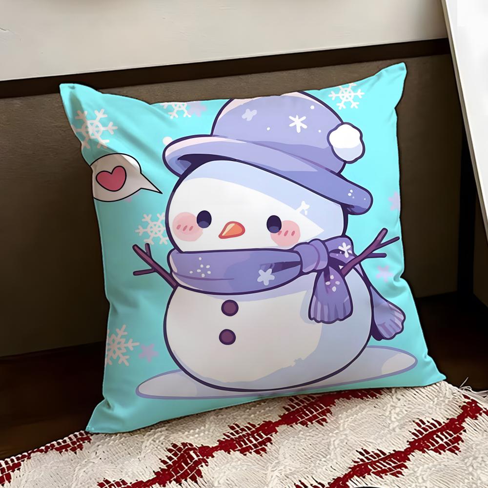 Melting Snowman Cushion Cover Reversible Soft Durable Pillow Cover Home Car MultiScene Use for Daily Comfort