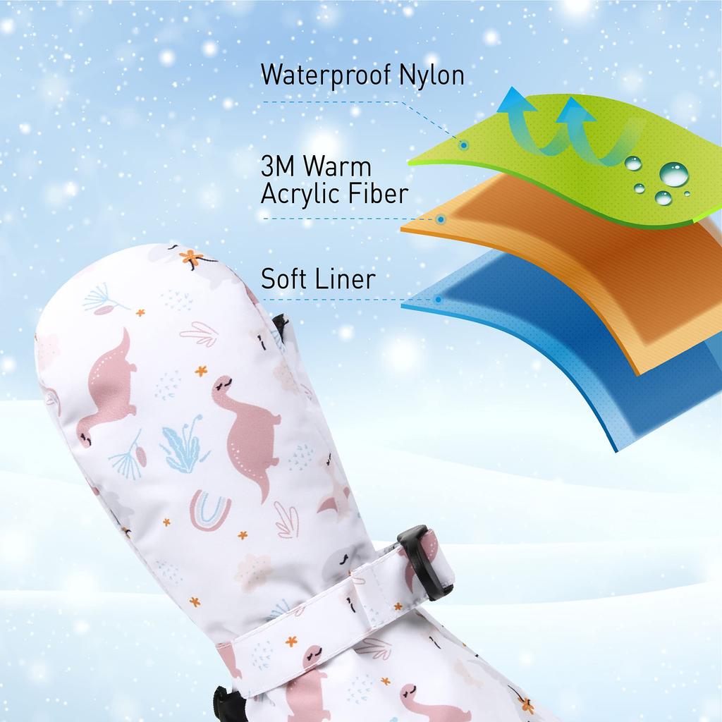 tots 3M for and Suitable for Boys and Outdoors Ami&Li Kids' Mittens, Warm, Windproof, Water-Repellent, Anti-Slip, Adjustable, Skiing, Winter, Autumn,
