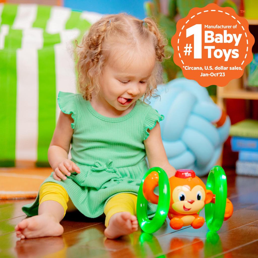 Bright Starts Roll & Grow Monkey (6 Months and Up) Crawling & Chasing Game, 52181