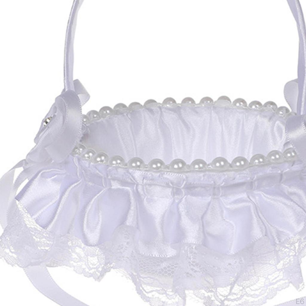Elegant Wedding Flower Girl Basket Symbol White European Style for Party Supplies Ceremony