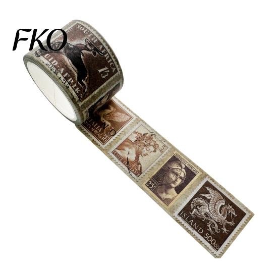 Scrapbooking Washi Tape Vintage Stamp Roll, Aesthetic Decorative Masking Tape, Retro Adhesive for DIY Art Crafts, Journaling