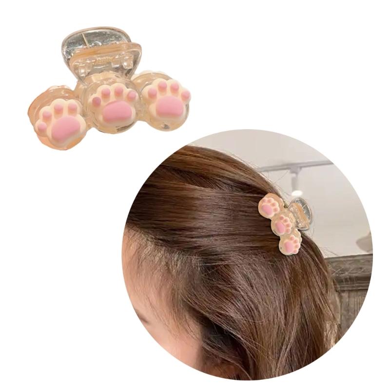 Cute Cartoon Paws Design Small Hair Claw Clip For Women Strong Plastic Hair Accessories Multiple Colors