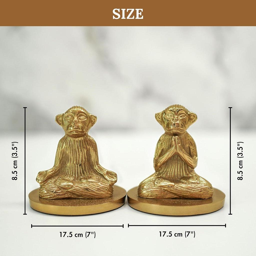 Aluminium Pair of Yoga Monkey Candle Holder for Home Decoration | Antique Gold Decorative Stag Candle Stand for Home Decor