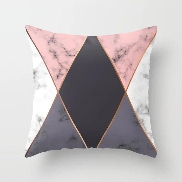 Home Decor Geometric Marble Print Sofa Cushion Decorative Pillowcase Polyester Square Throw Pillow Funda De Almohada
