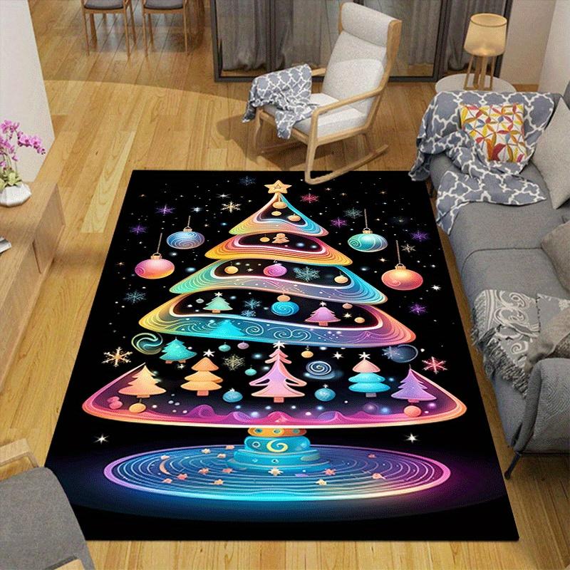 1pc Beautiful Christmas tree Design Area Rug - Soft, Anti-Slip, and Durable Gaming Room Decor for Bedroom